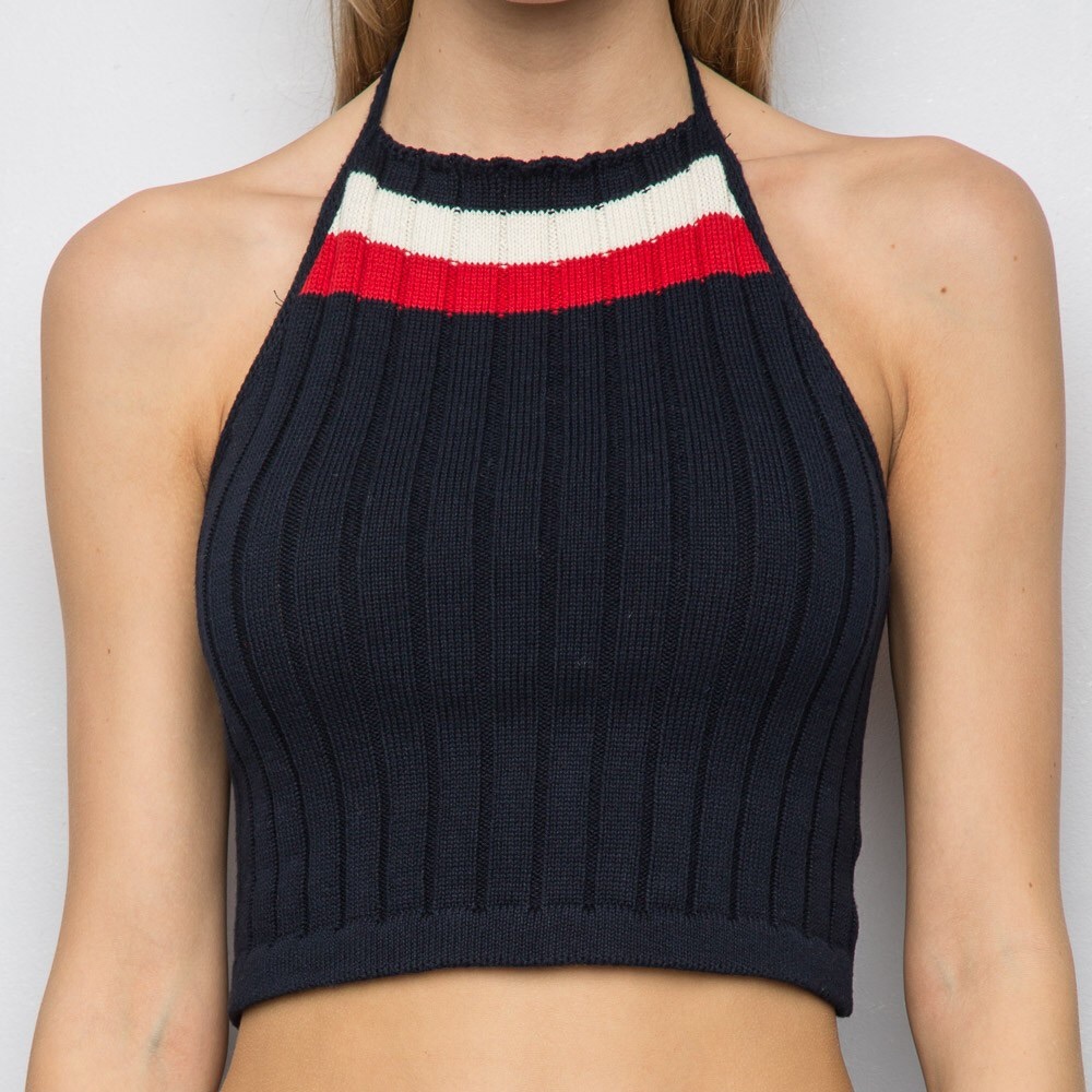 Brandy Melville Delta Knit Tie Crop Top